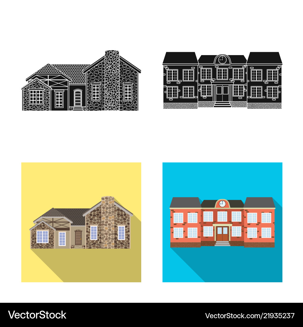 Isolated object of building and front symbol set Isolated object of building and front symbol set vector image