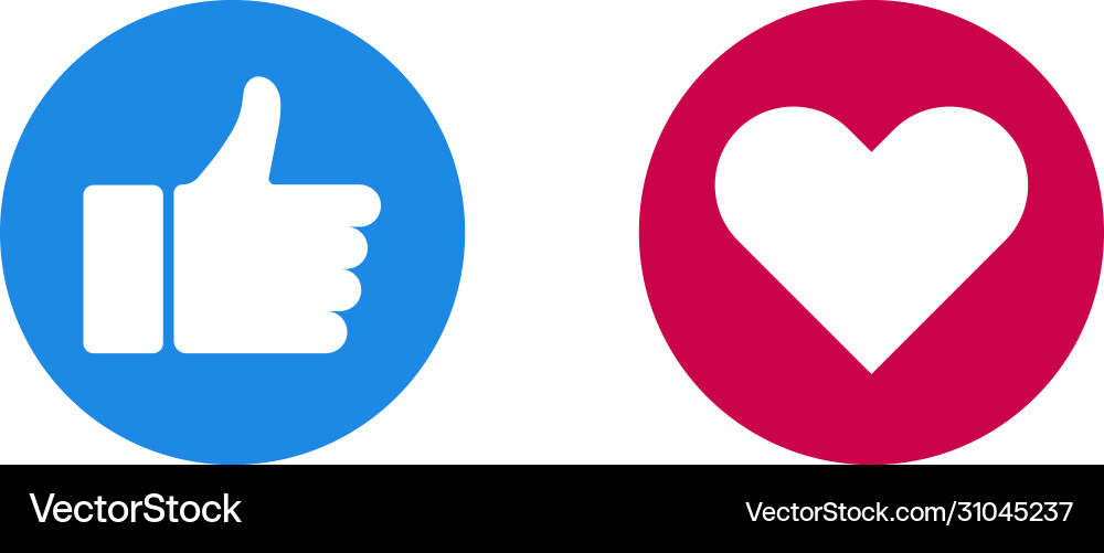 Like and heart web buttons in flat style Like and heart web buttons in flat style vector image