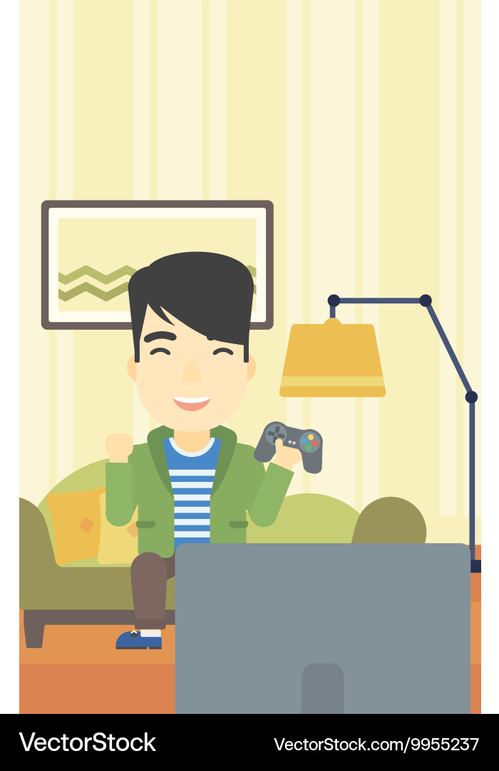 Man playing video game Vector Image