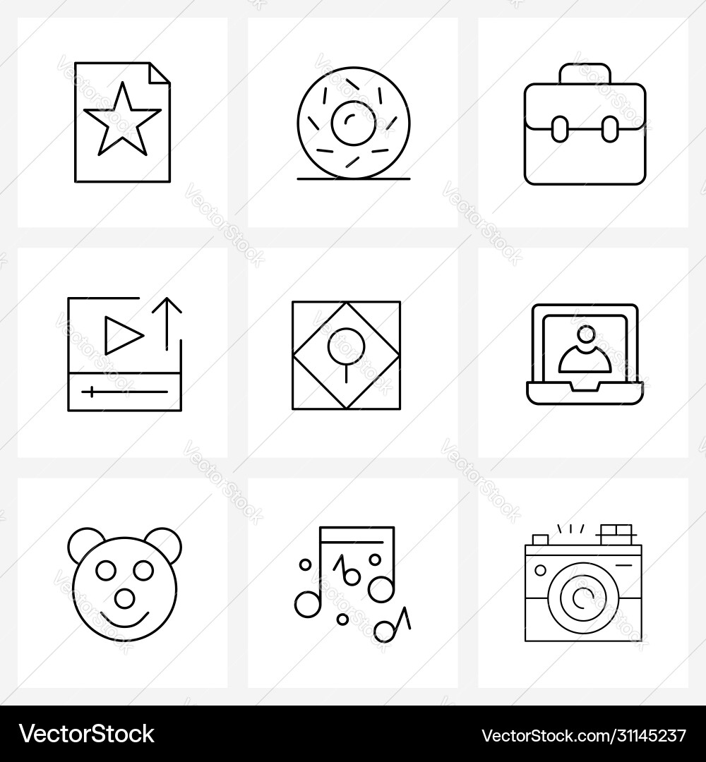 Modern line 9 simple icons keyhole up Vector Image