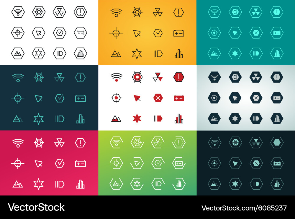 Outline ui technology icons set Vector Image