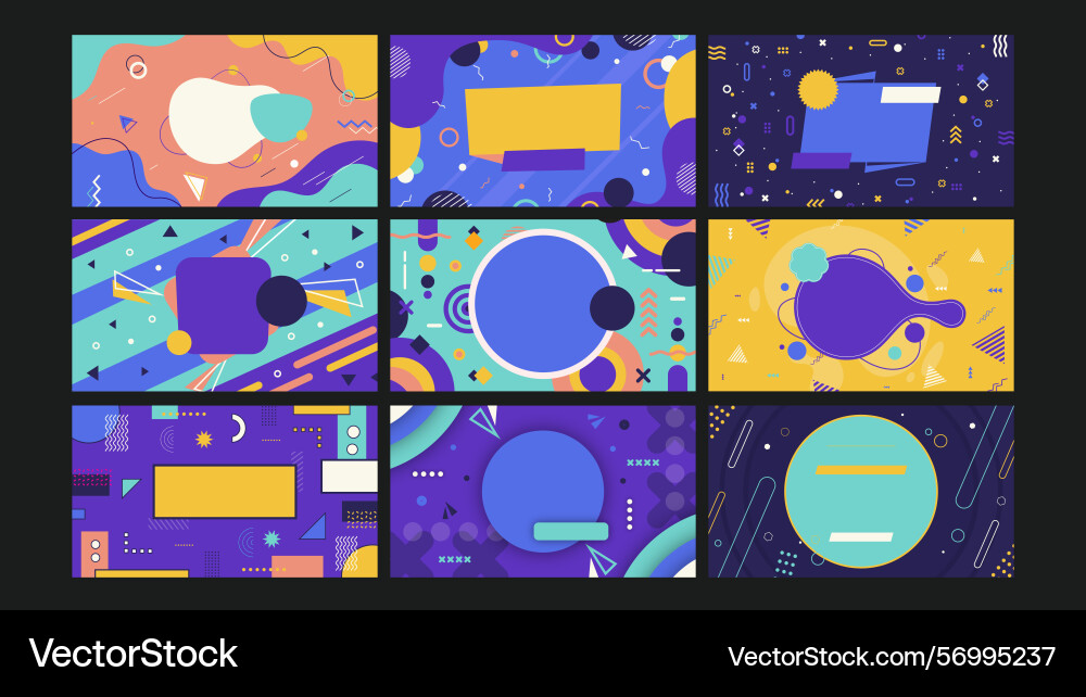 Playful abstract color block art background set Vector Image