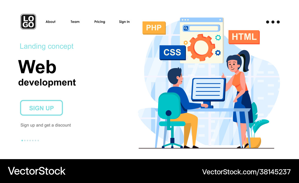 Programmers Coding Web Development Vector Image