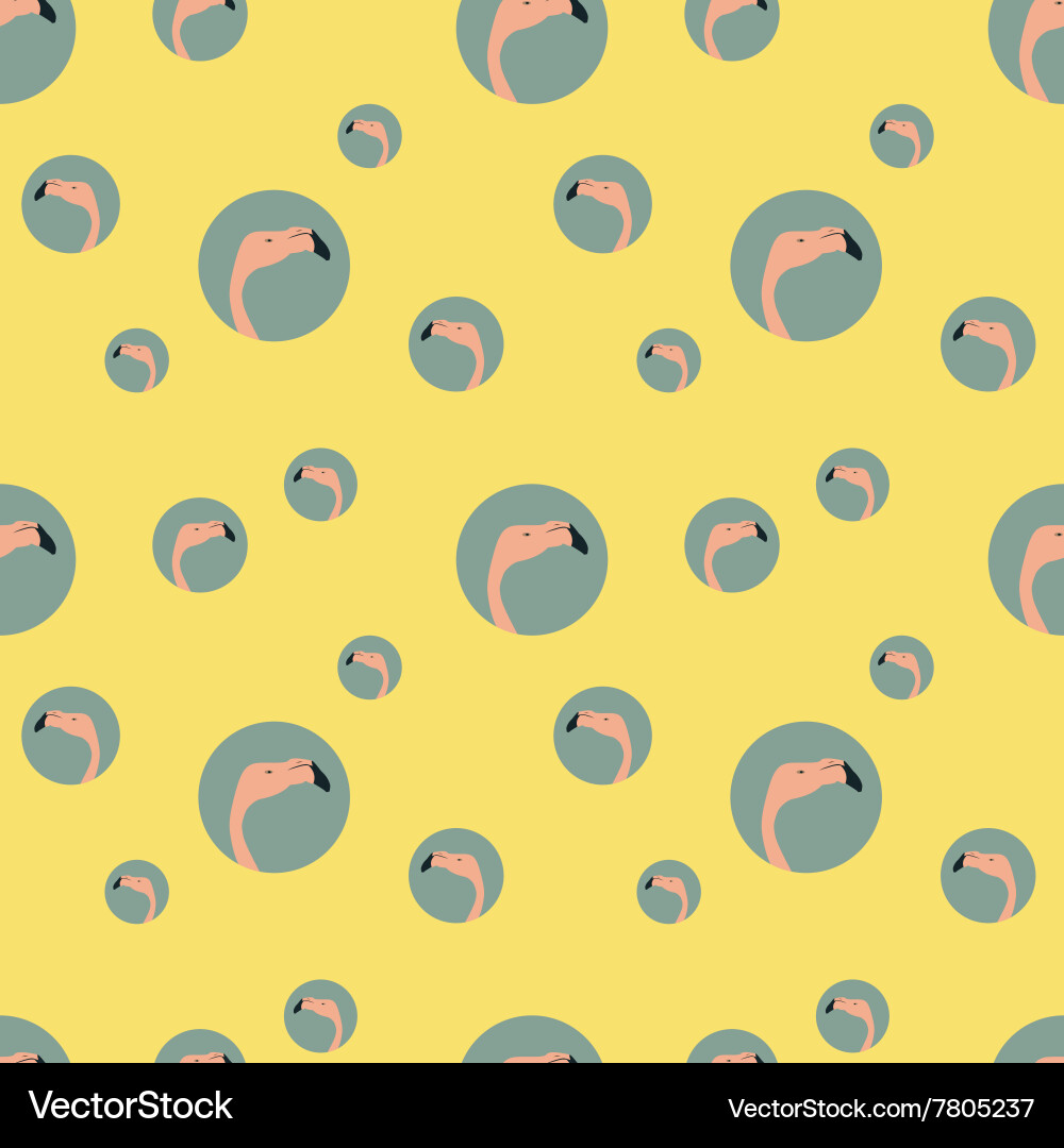 Seamless pattern with flamingo in circle Vector Image