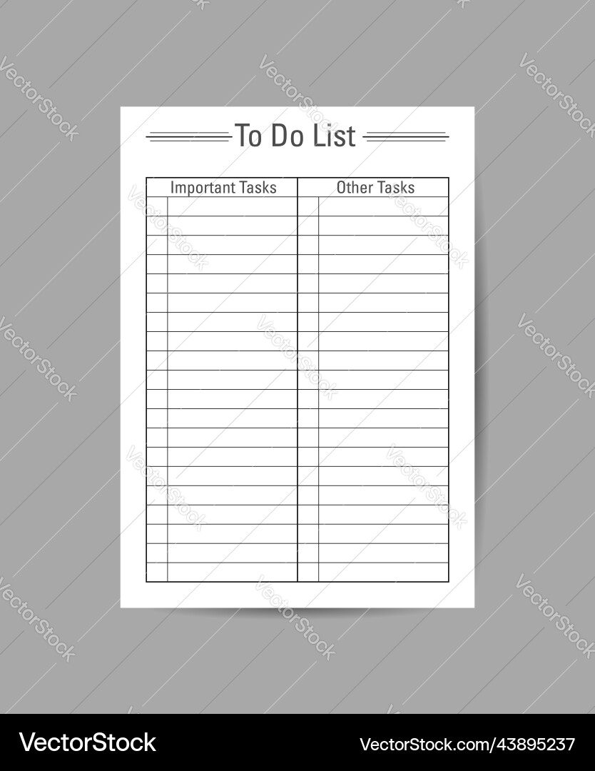 Set planner and to-do list templates for notebook Vector Image
