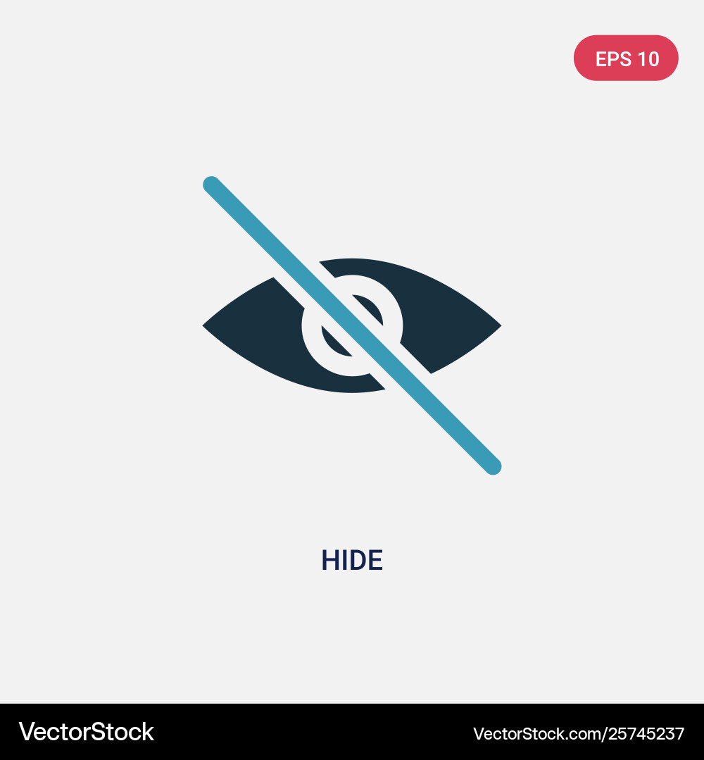 Two color hide icon from interface concept vector image