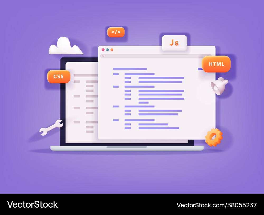 Webseiten-Programmierung und Codierung Webentwicklung Webseiten-Programmierung und Codierung Webentwicklung Vektorbild