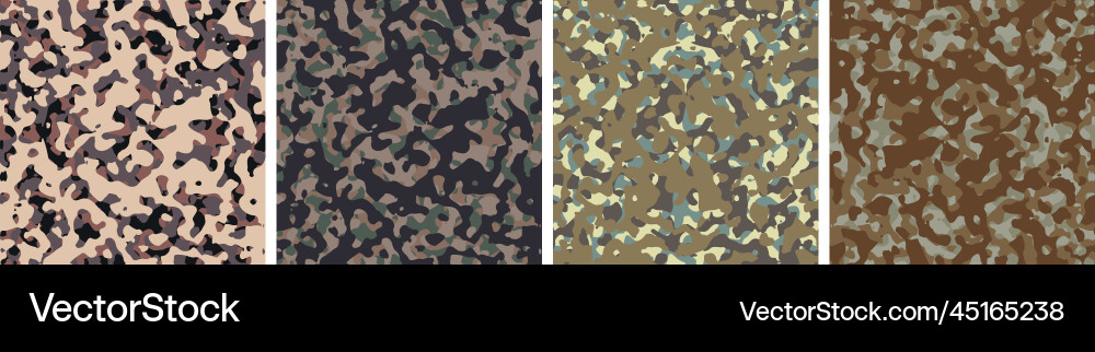 4 camouflage background set pattern design vector image