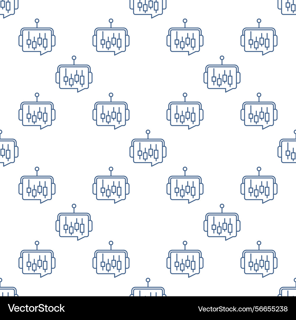 Ai trading bot with candlestick chart thin line vector image