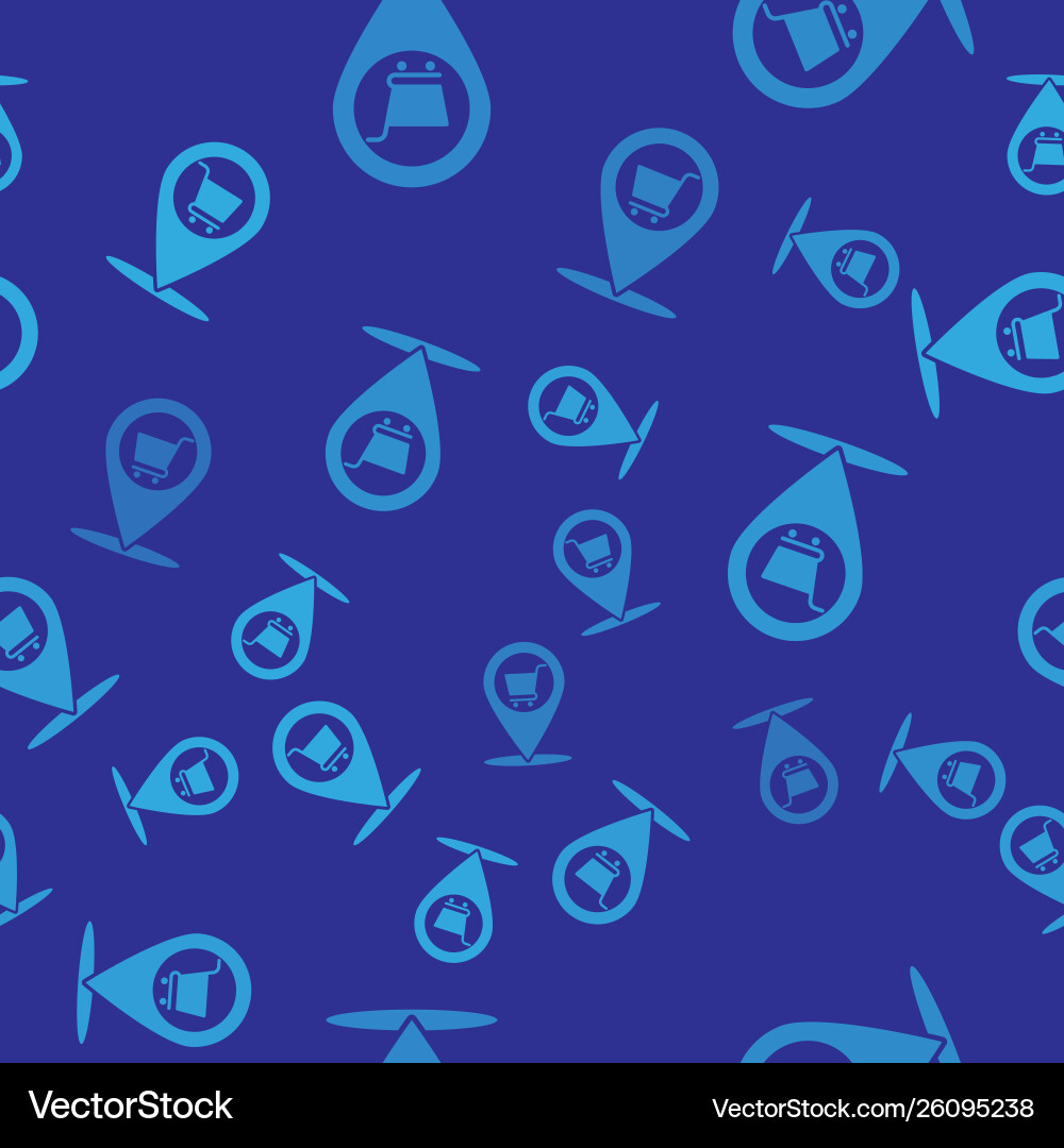 Blue map pointer with shopping cart icon isolated Vector Image