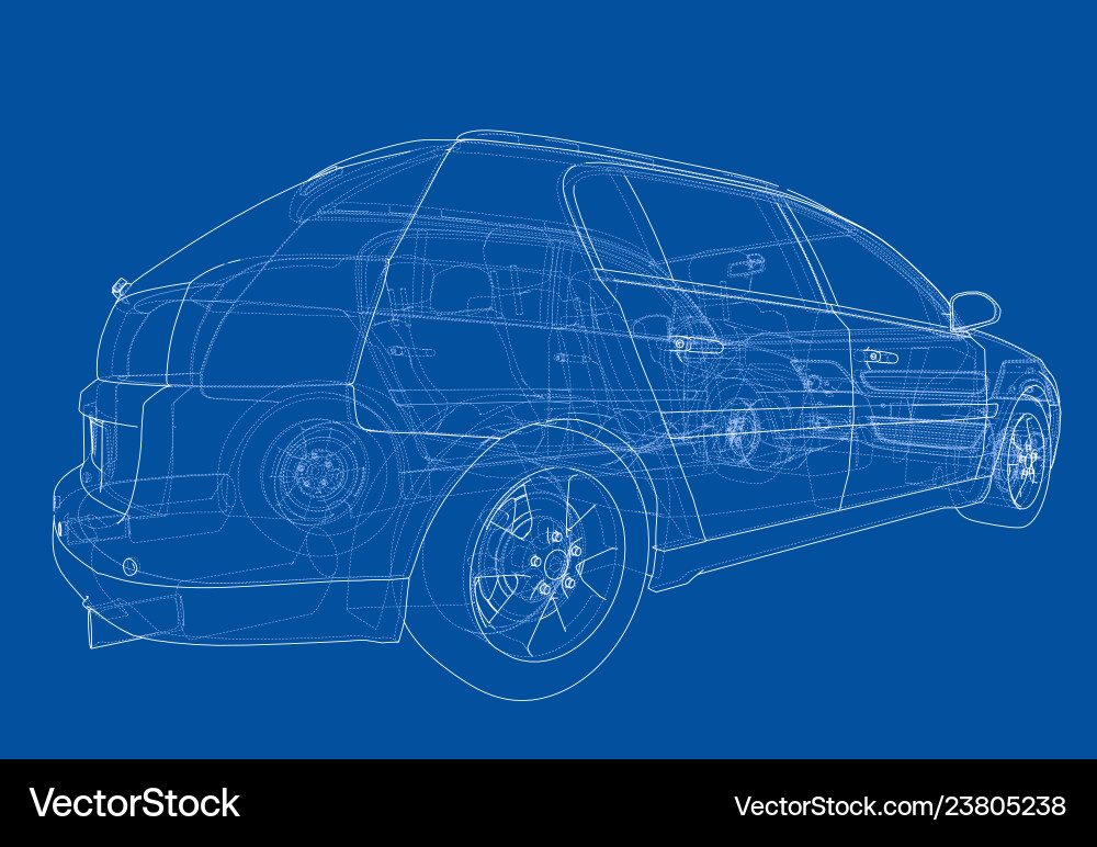 Concept car rendering of 3d Vector Image