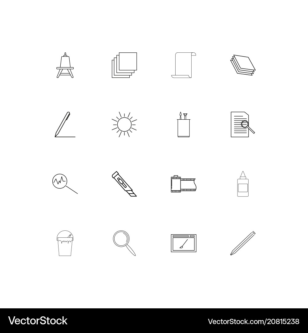 Creative process and design linear thin icons set Vector Image