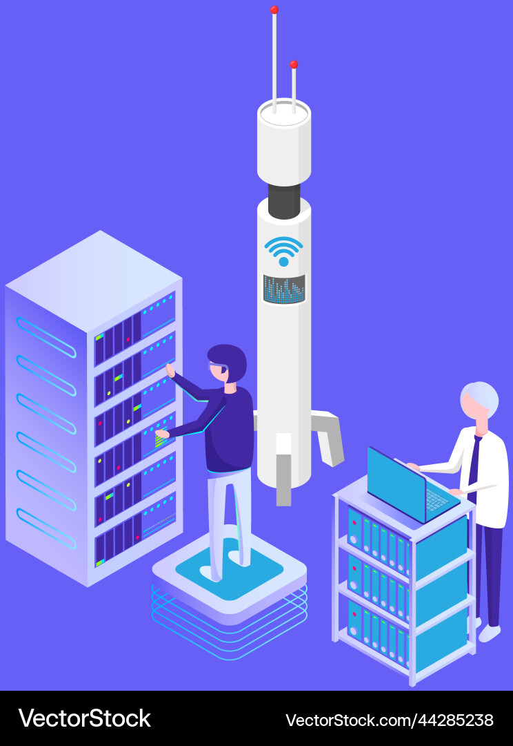 Database center info storage datacenter vector image