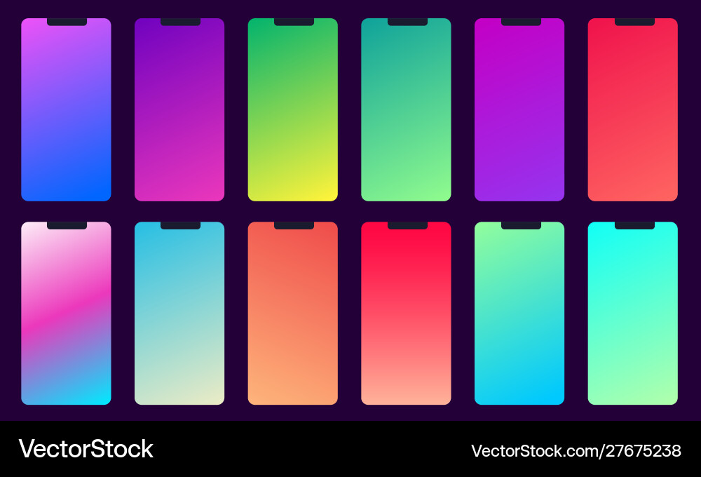 Gradient Color Backgrounds - Mobile UI vector image