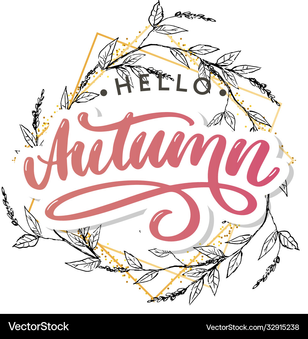 Hallo Herbst Abschied Sommertrend Kalligraphie Hallo Herbst Abschied Sommertrend Kalligraphie vektorbild
