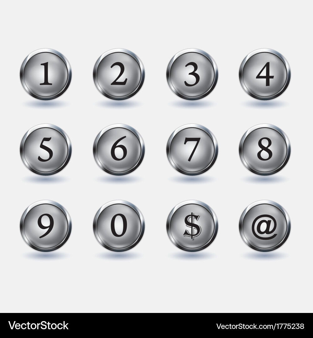 Set of buttons with number vector image