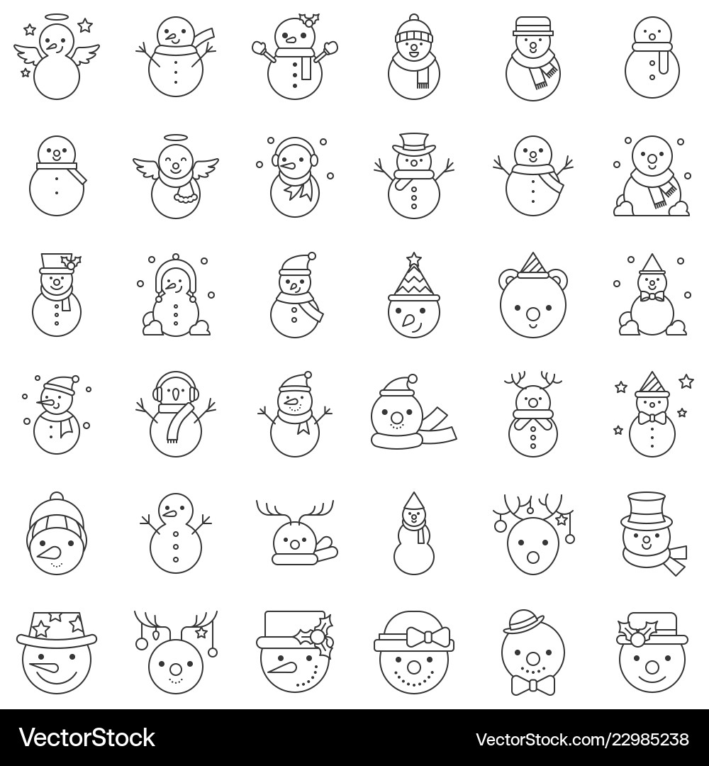 Snowman icon set for christmas and winter theme Vector Image