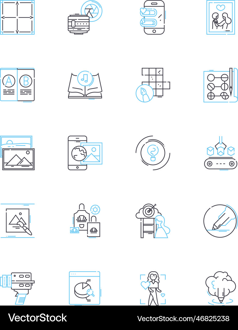 Visual design linear icons set composition color Visual design linear icons set composition color Vector Image