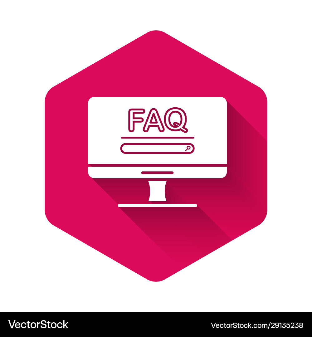 White computer monitor with text faq information White computer monitor with text faq information vector image