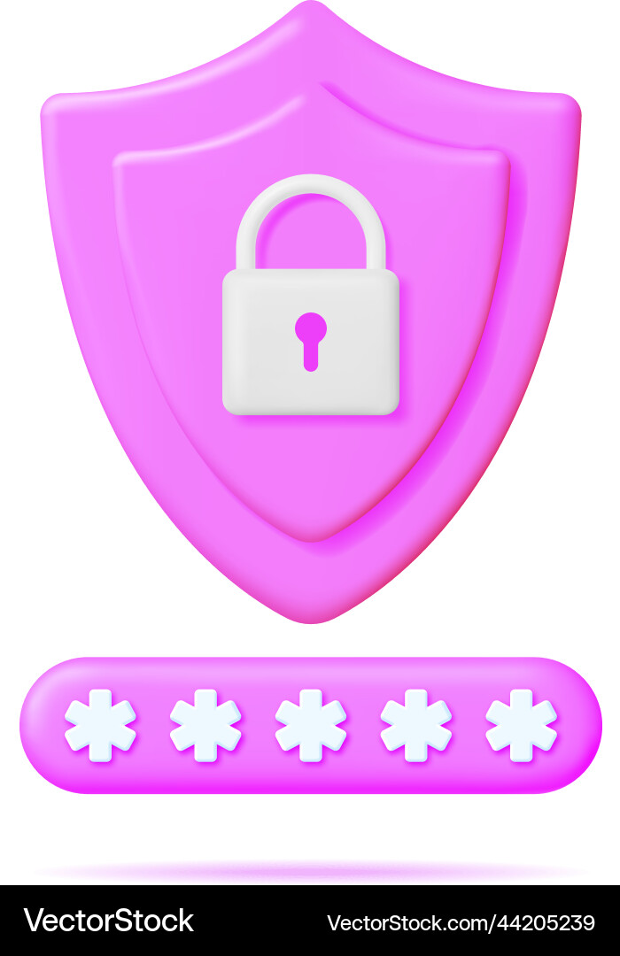 3d password field with padlock isolated 3d password field with padlock isolated Vector Image