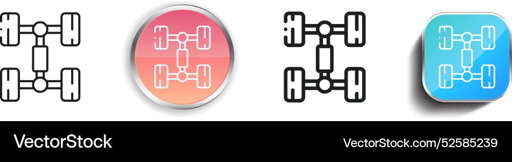 Chassis icon thin linear regular and button style Chassis icon thin linear regular and button style Vector Image