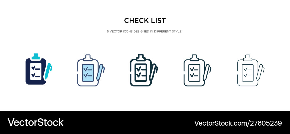 Check list icon in different style two colored vector image