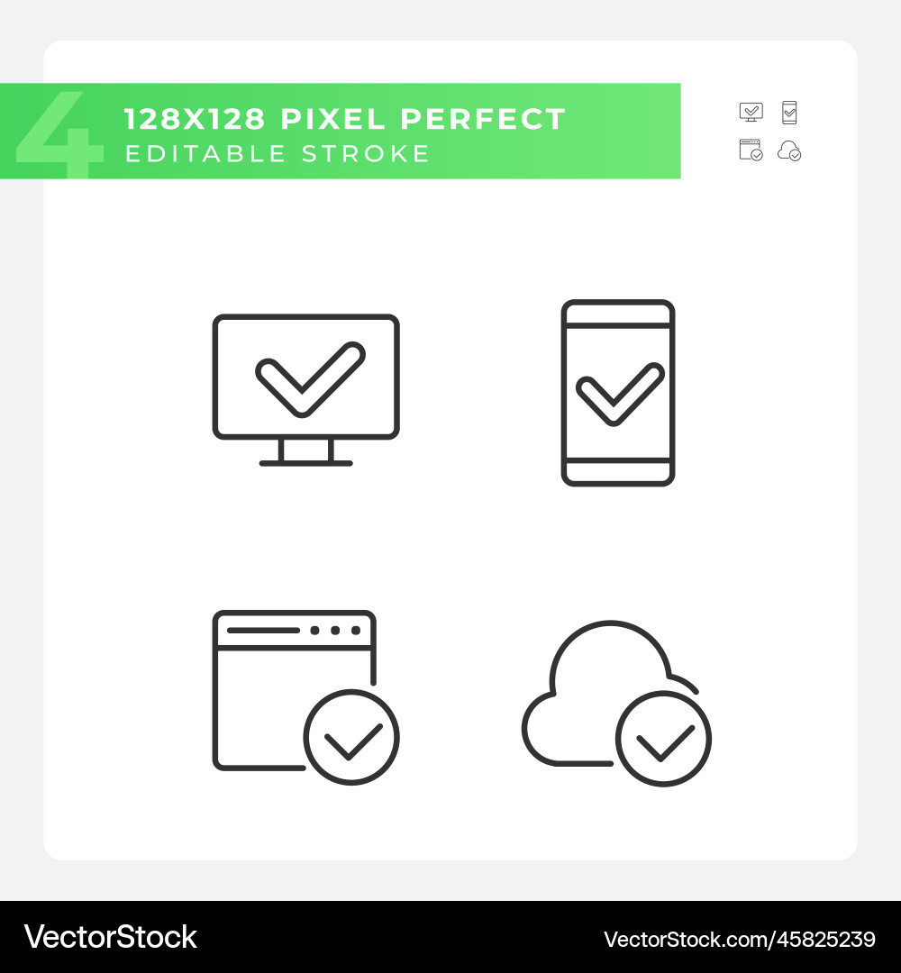 Checkmarks in digital technologies pixel perfect Vector Image