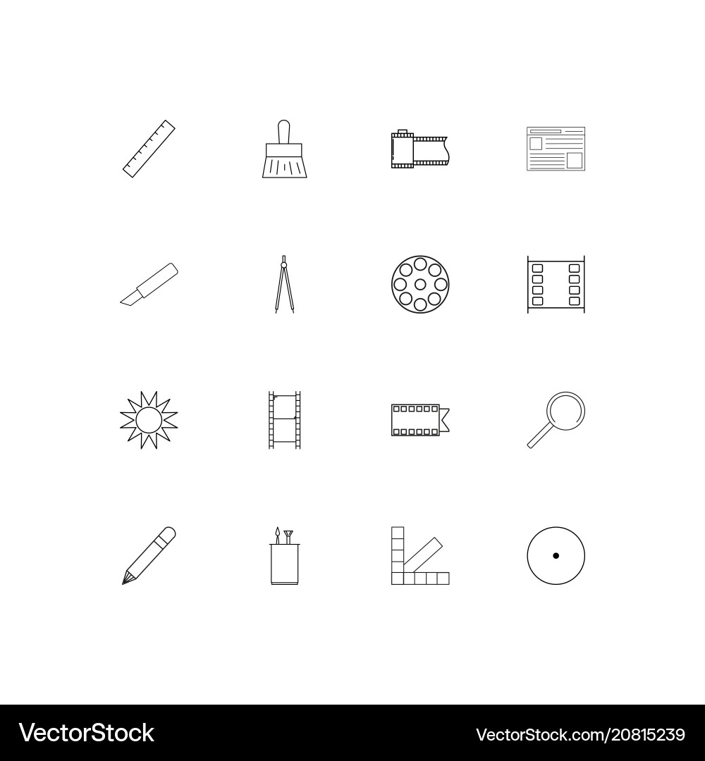 Creative process and design linear thin icons set Vector Image