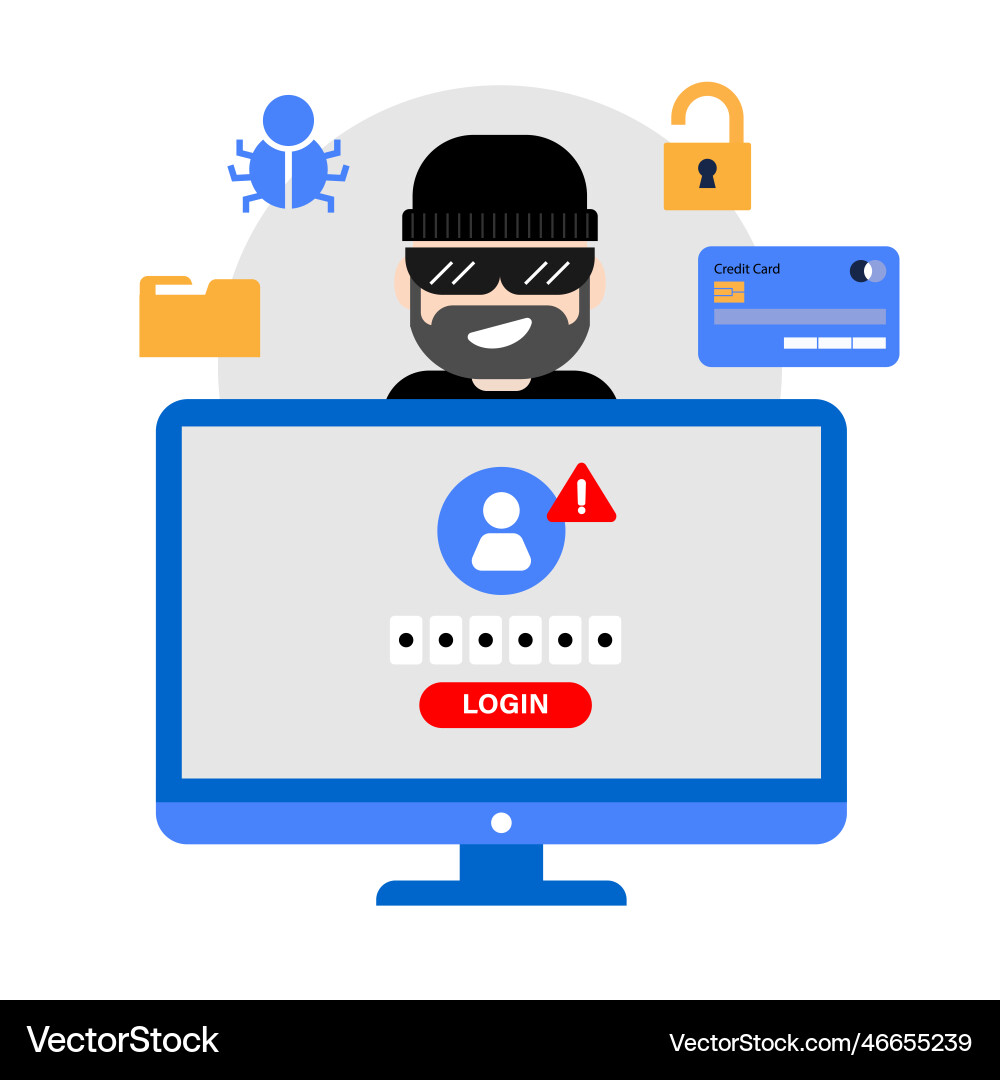 Cyber crime and hacker activity concept Cyber crime and hacker activity concept vector image