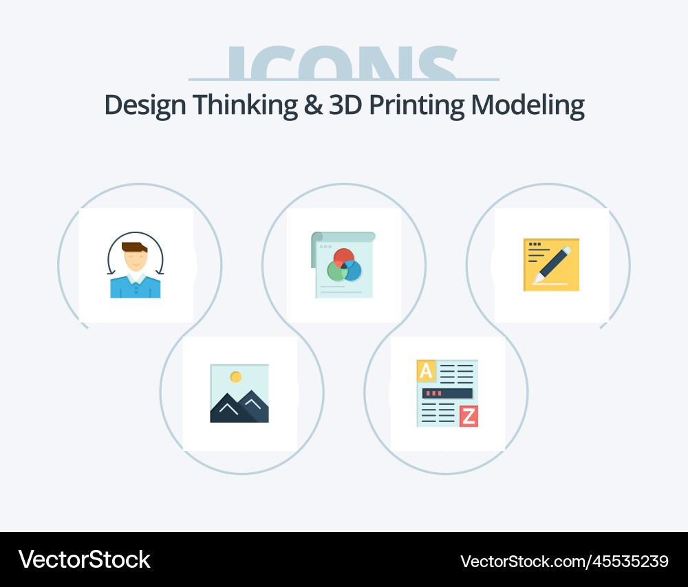 Design thinking and d printing modeling flat icon Vector Image