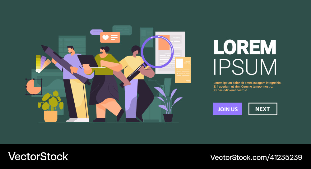 Digital designers programmer and analyst team Digital designers programmer and analyst team Vector Image