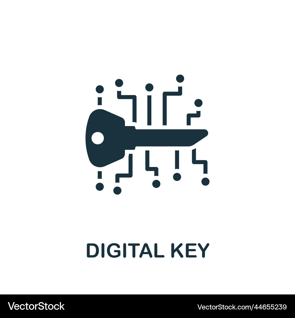 Digital key icon monochrome simple cyber security Digital key icon monochrome simple cyber security Vector Image