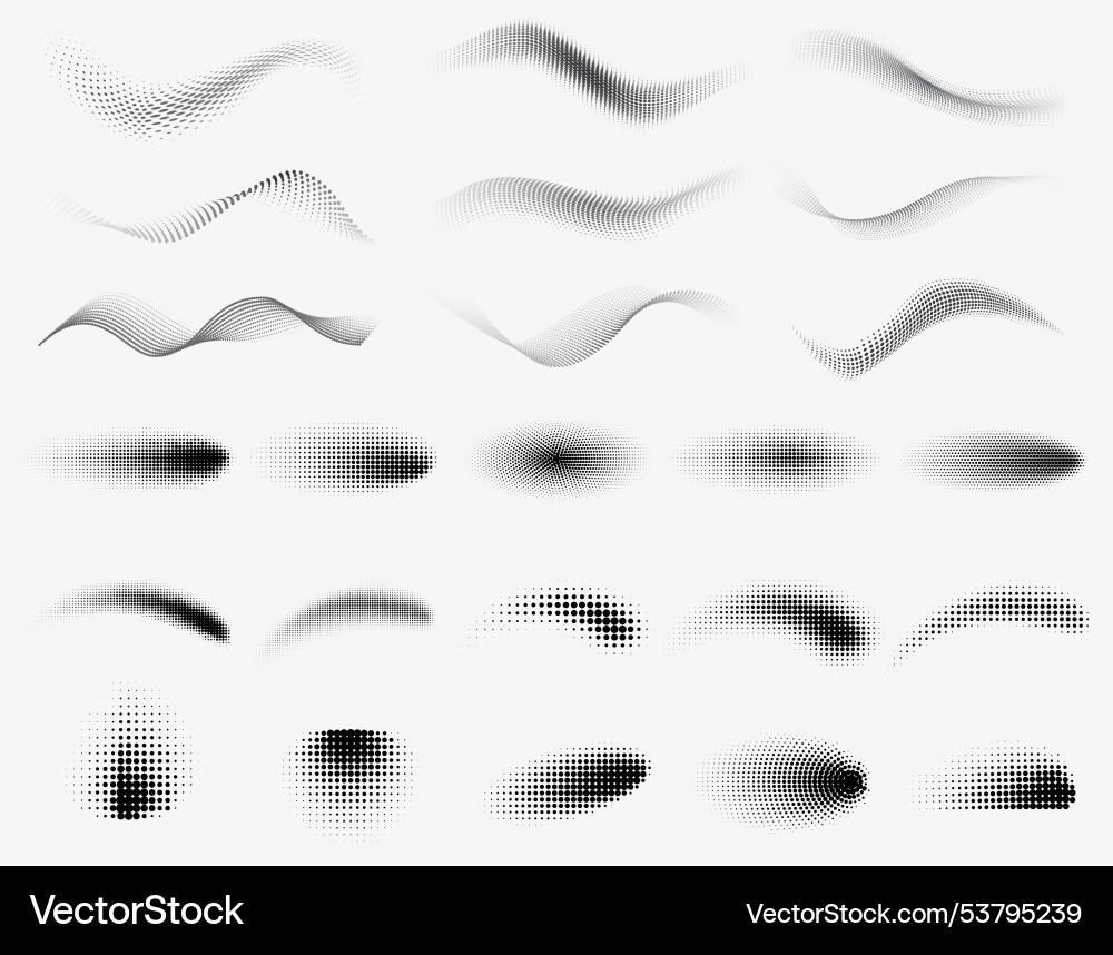 Dotted Wave Patterns - Abstract Halftone vector image