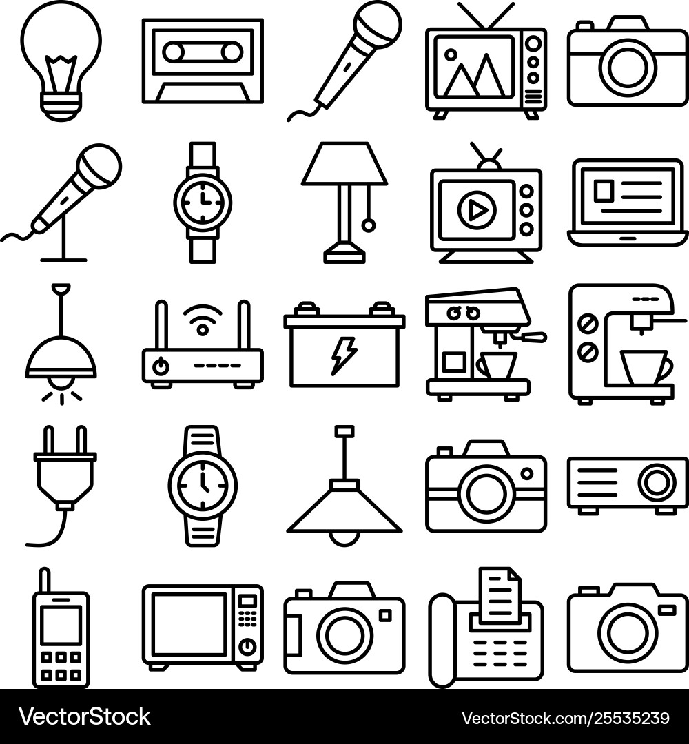 Electronics and devices isolated icons set Vector Image