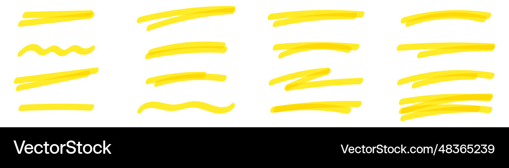 Highlighting marker lines and underlines created Vector Image