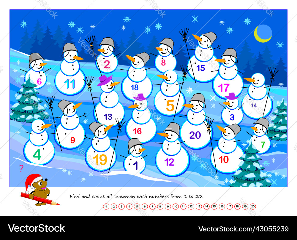 Logic puzzle game for kids find and count all Logic puzzle game for kids find and count all vector image
