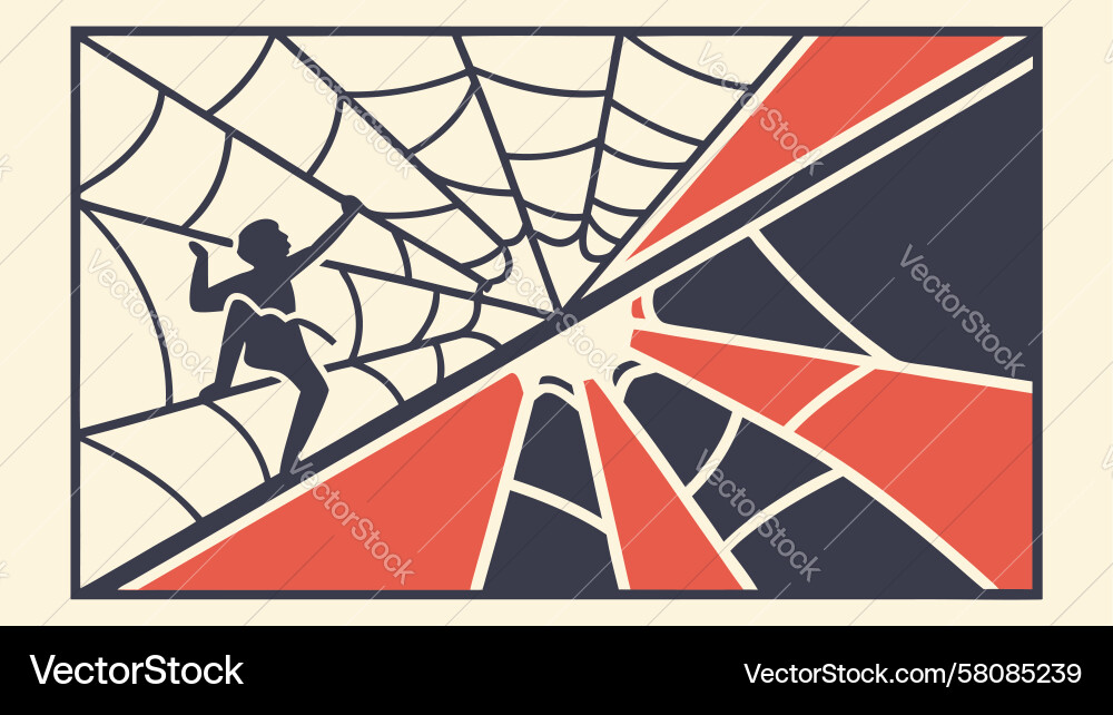 Man Trapped in Geometric Web Vector Image