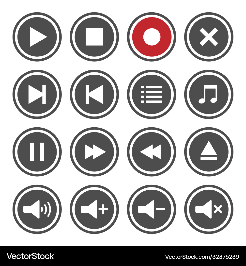 Media player button icons set Vector Image