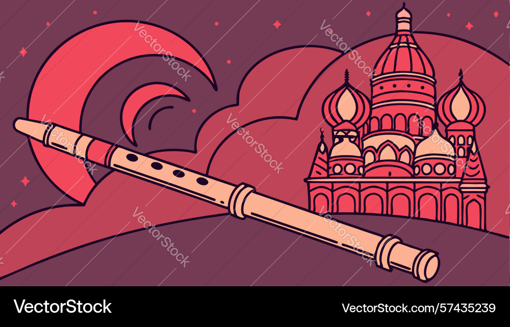 Musical pipe in a dynamic abstract setting design vector image