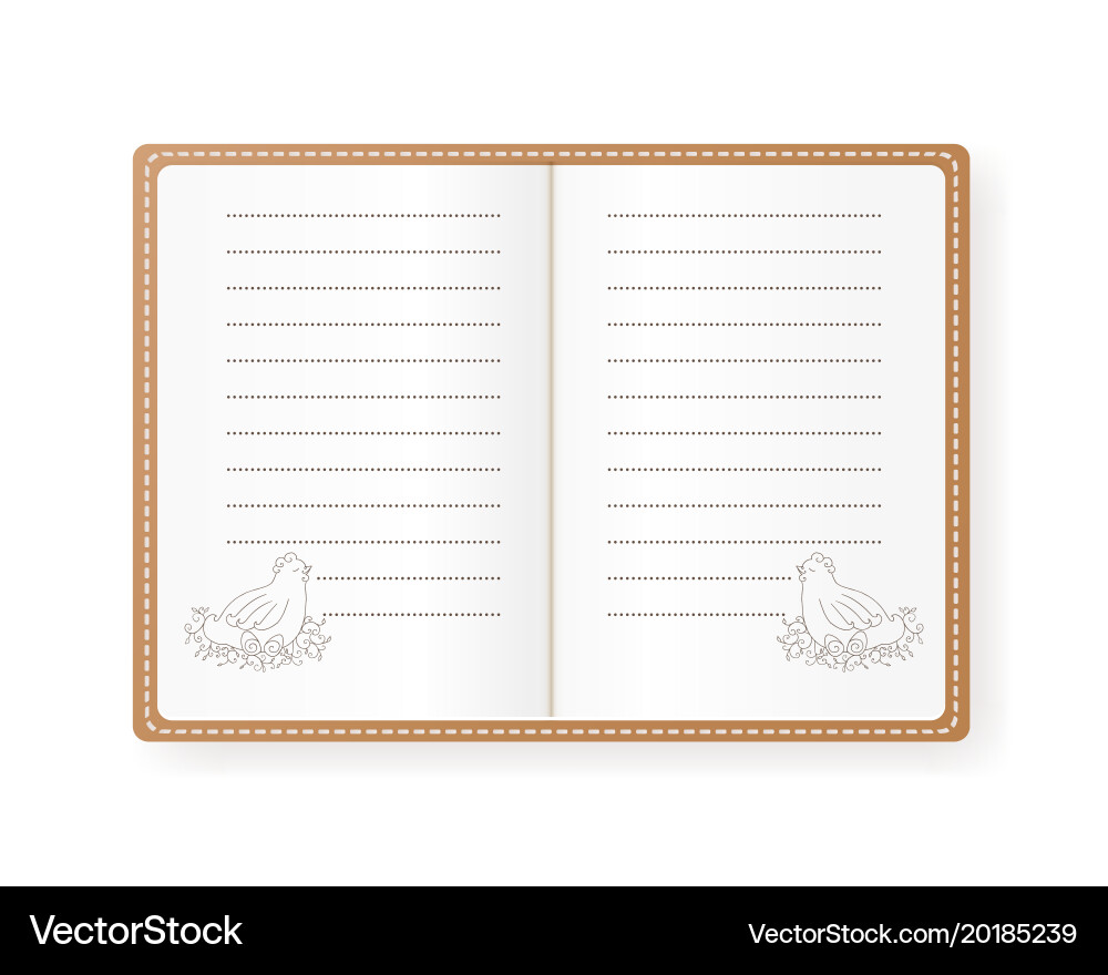 Notebook with hen eggs empty vector image