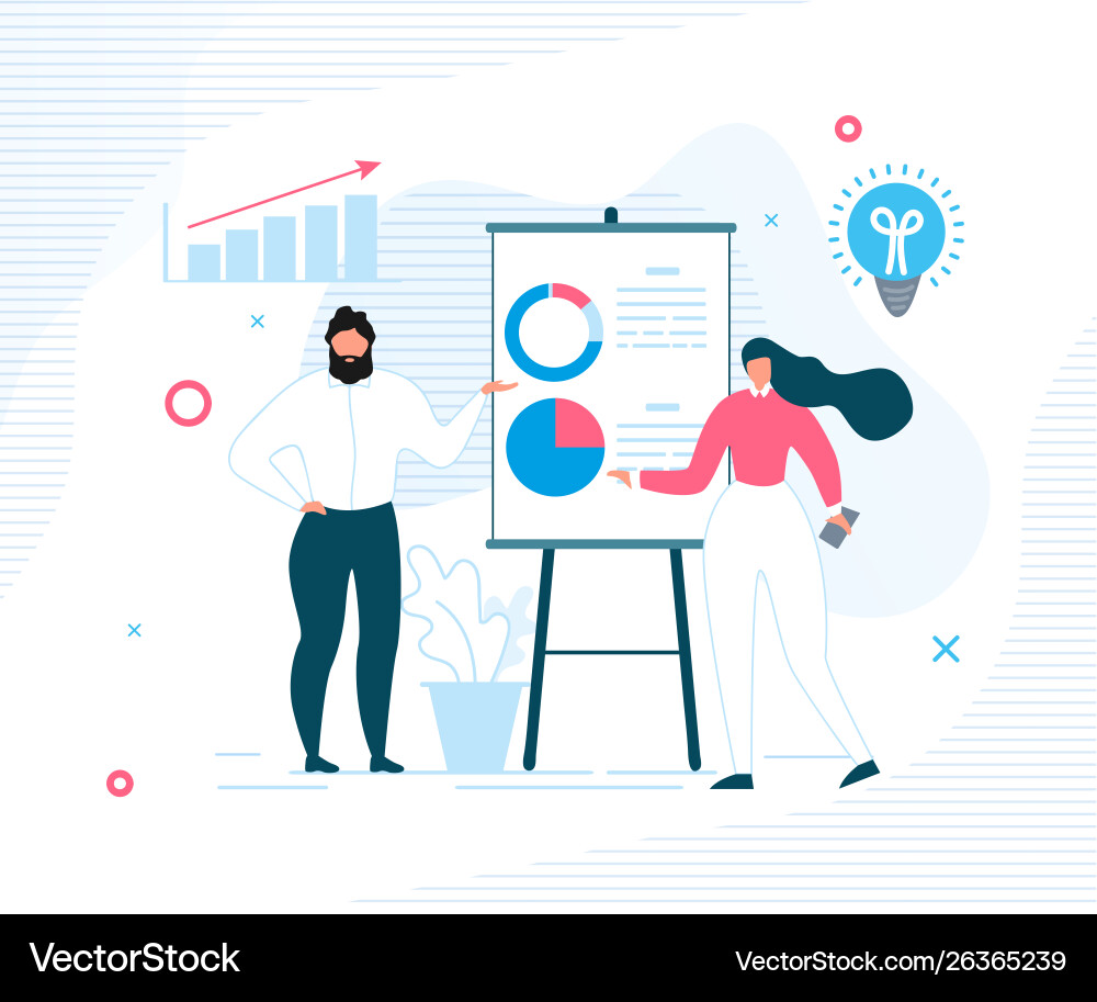 Office Workers Analyzing Data Charts Vector Image