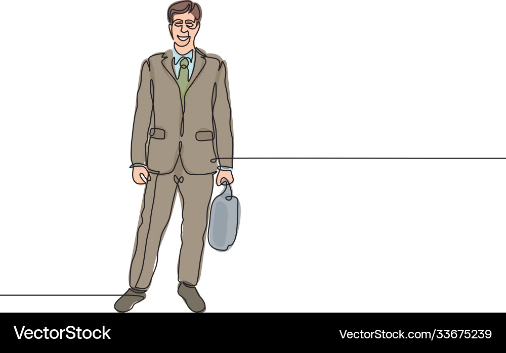 One line drawing or continuous businessman Vector Image