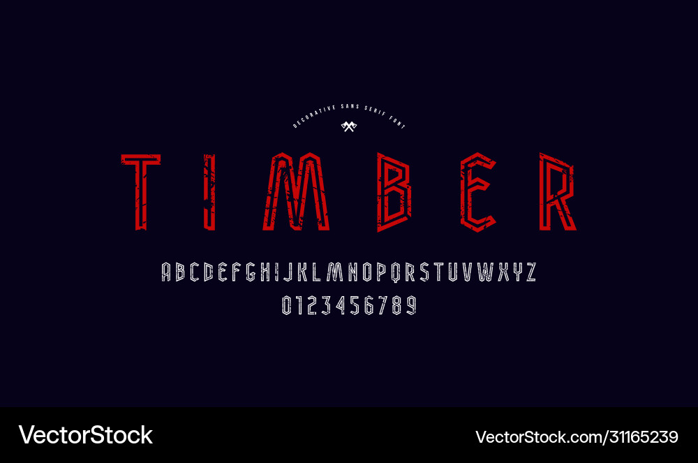Rustic Stick Font - Outline Style vector image