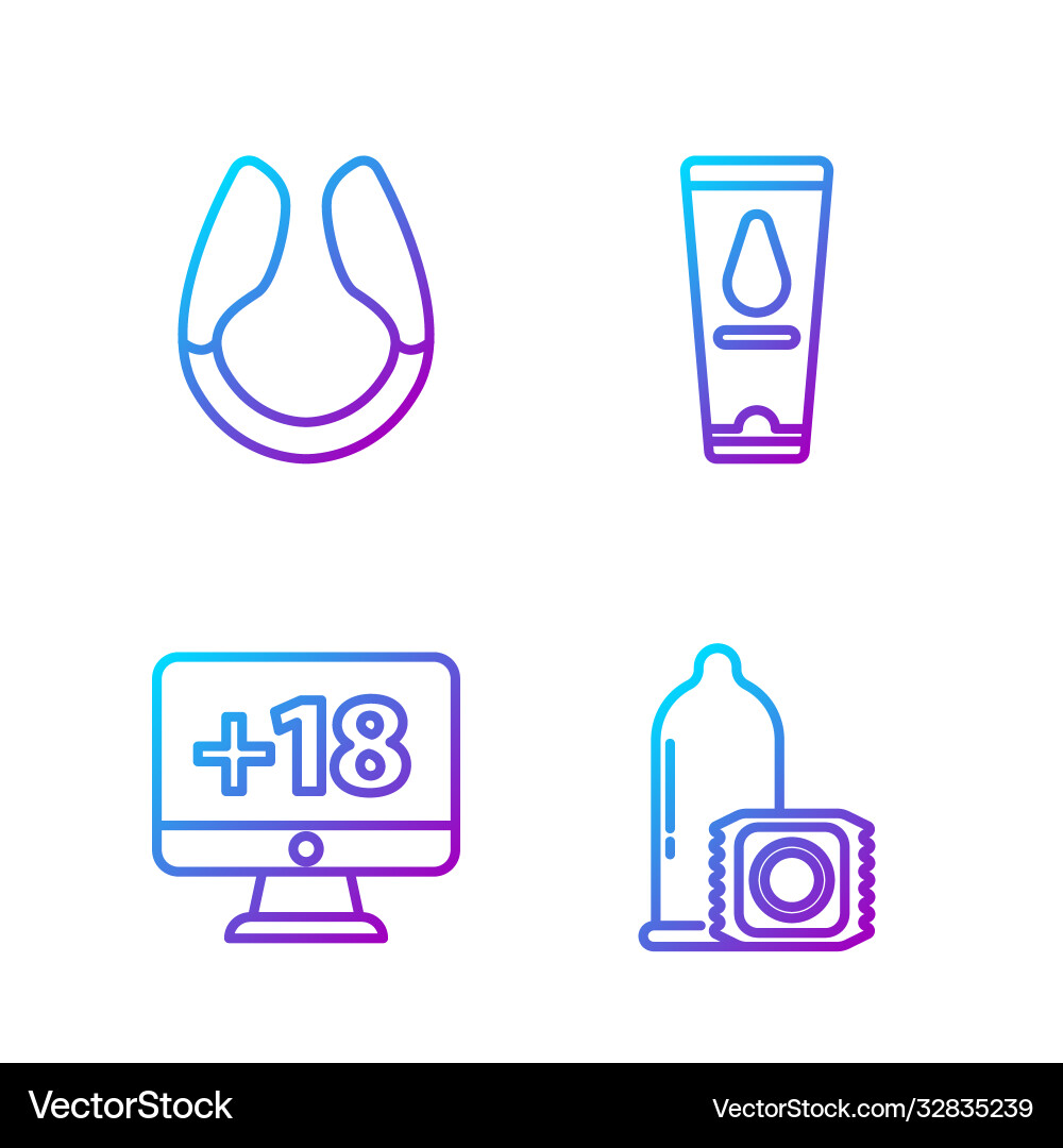 Set line condom monitor with 18 plus content Vector Image