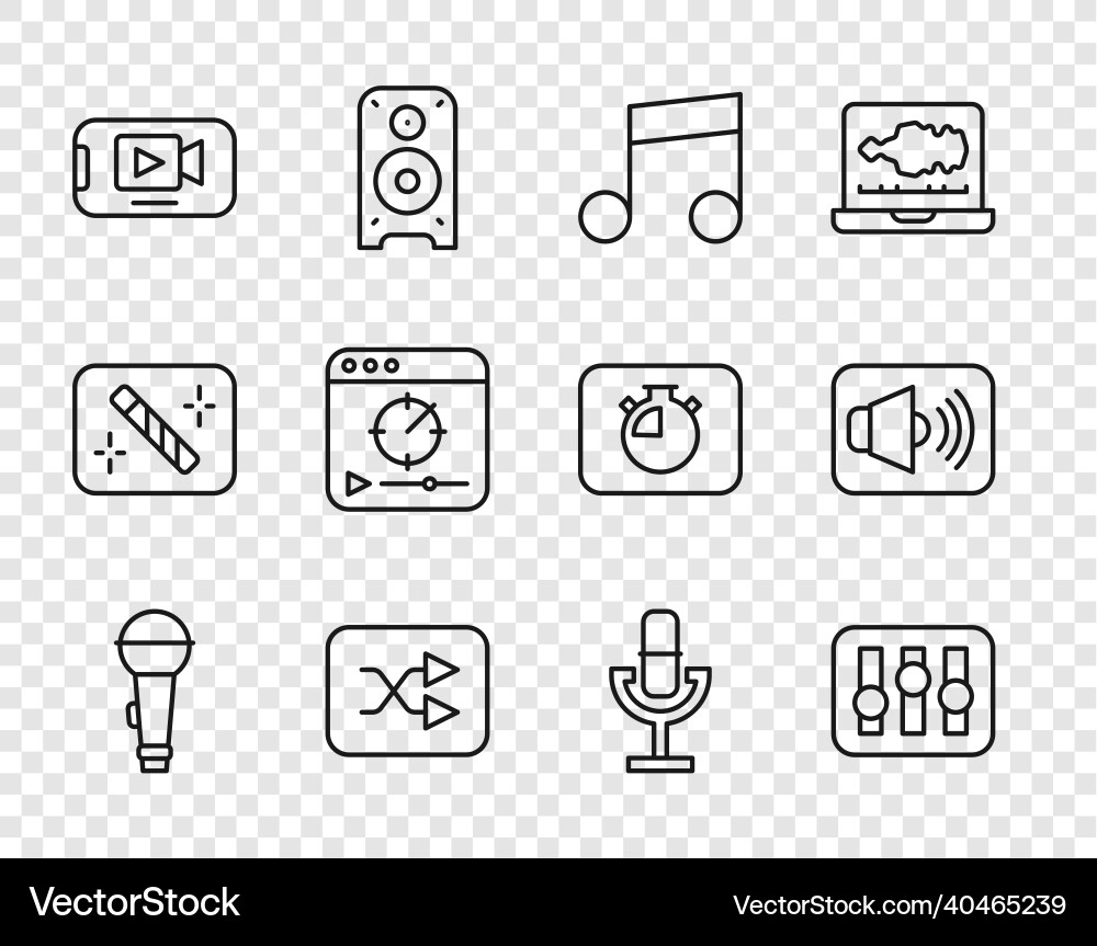 Set line microphone sound mixer controller music Vector Image