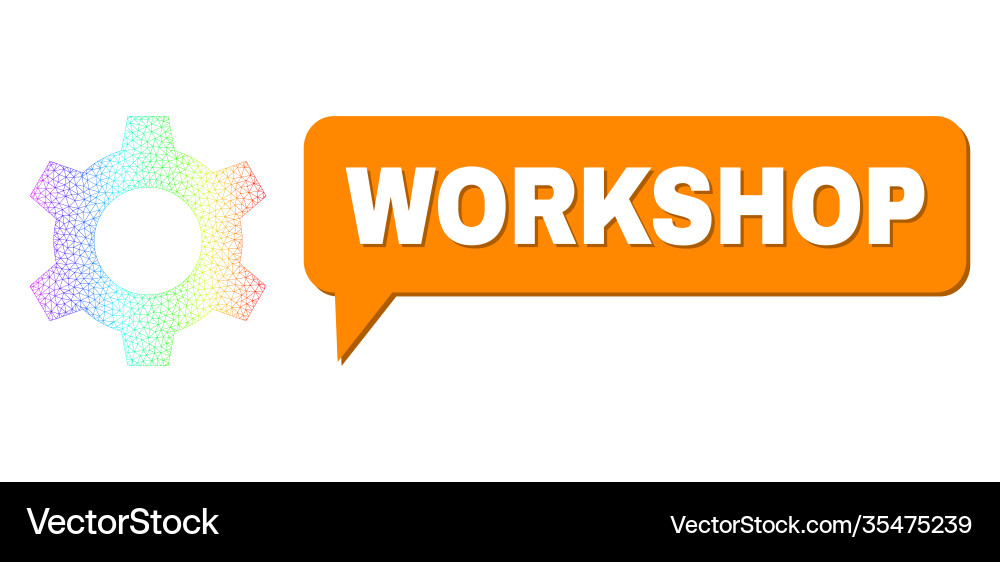 Spectrum mesh gradient cog icon and workshop Spectrum mesh gradient cog icon and workshop Vector Image