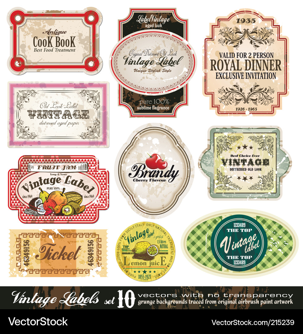 Vintage labels collection set Royalty Free Vector Image