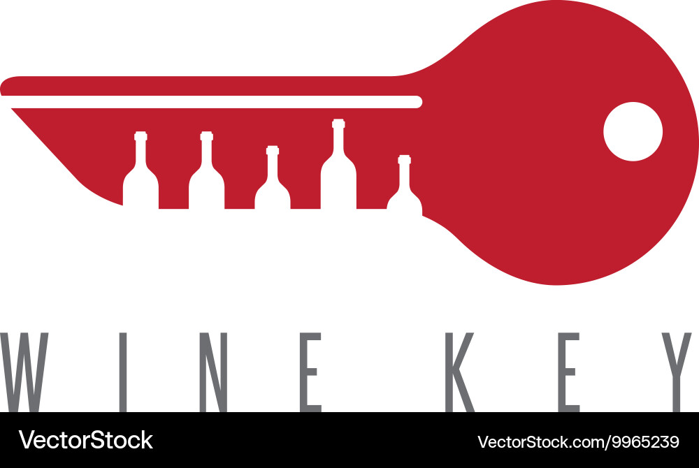 Wine key concept with bottles design template Vector Image