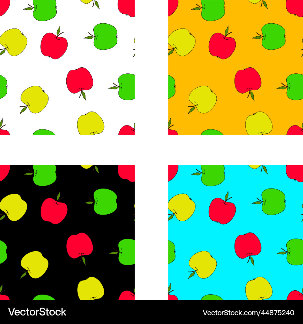 A set of seamless patterns with apples red green A set of seamless patterns with apples red green Vector Image