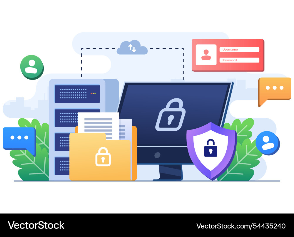 Database and personal data security cyber Database and personal data security cyber Vector Image